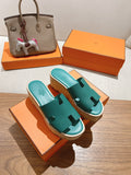 HERMES 25S HIGH WEDGE SANDALS IN PASTEL SEA GREEN LAMBSKIN STYLE 30