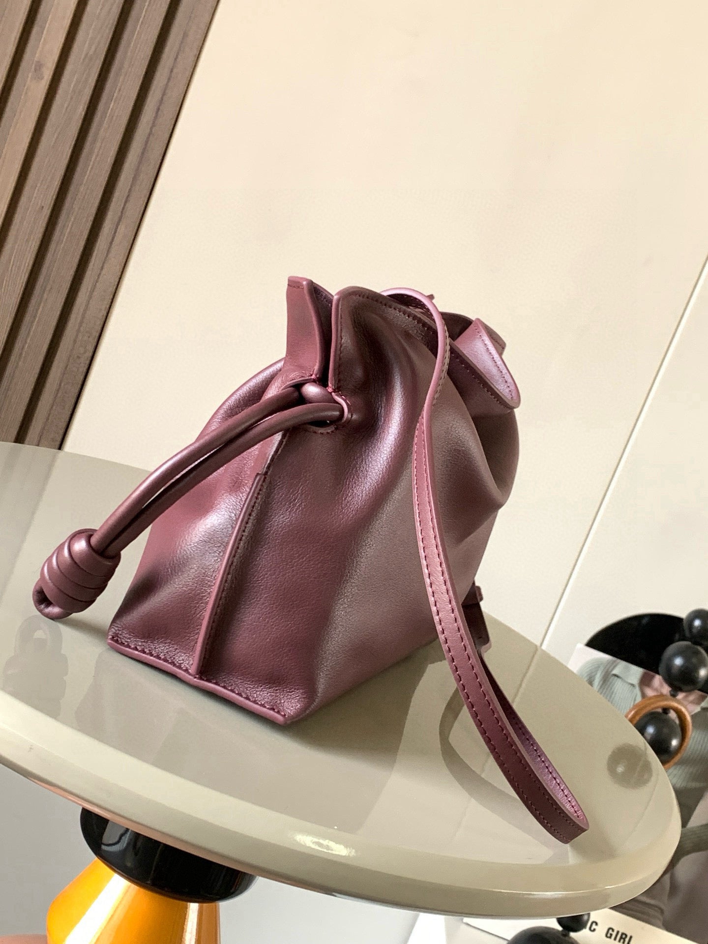LOEWE 25S MEDIUM FLAMENCO CLUTCH BAG 23 IN DARK ROSEWOOD CALFSKIN