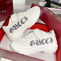 GUCCI WAVE SNEAKER IN RICE WHITE CALFSKIN WITH HANDWRITTEN LOGO