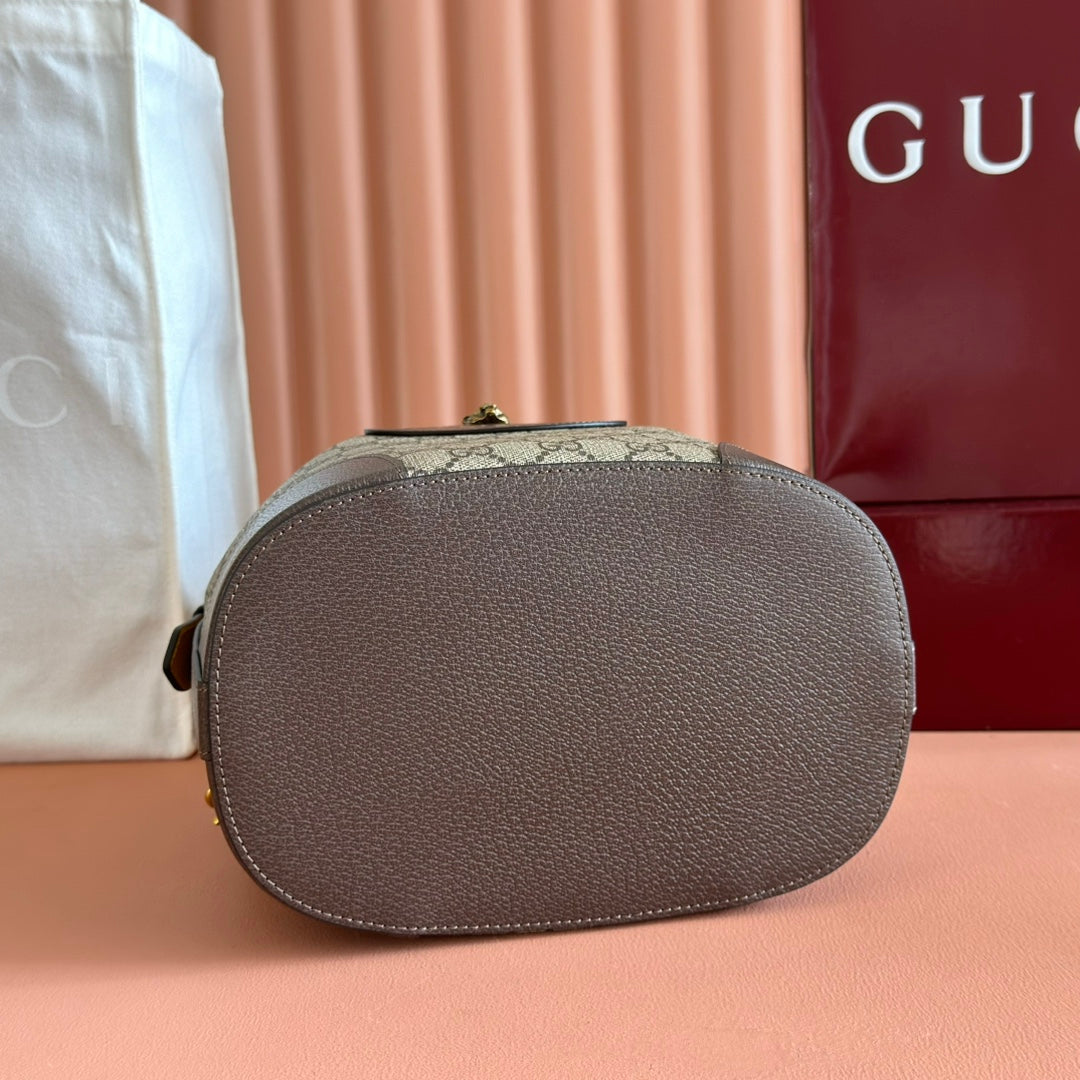 GUCCI DRAWSTRING BACKPACK TIGER HEAD 27 IN BROWN CANVAS