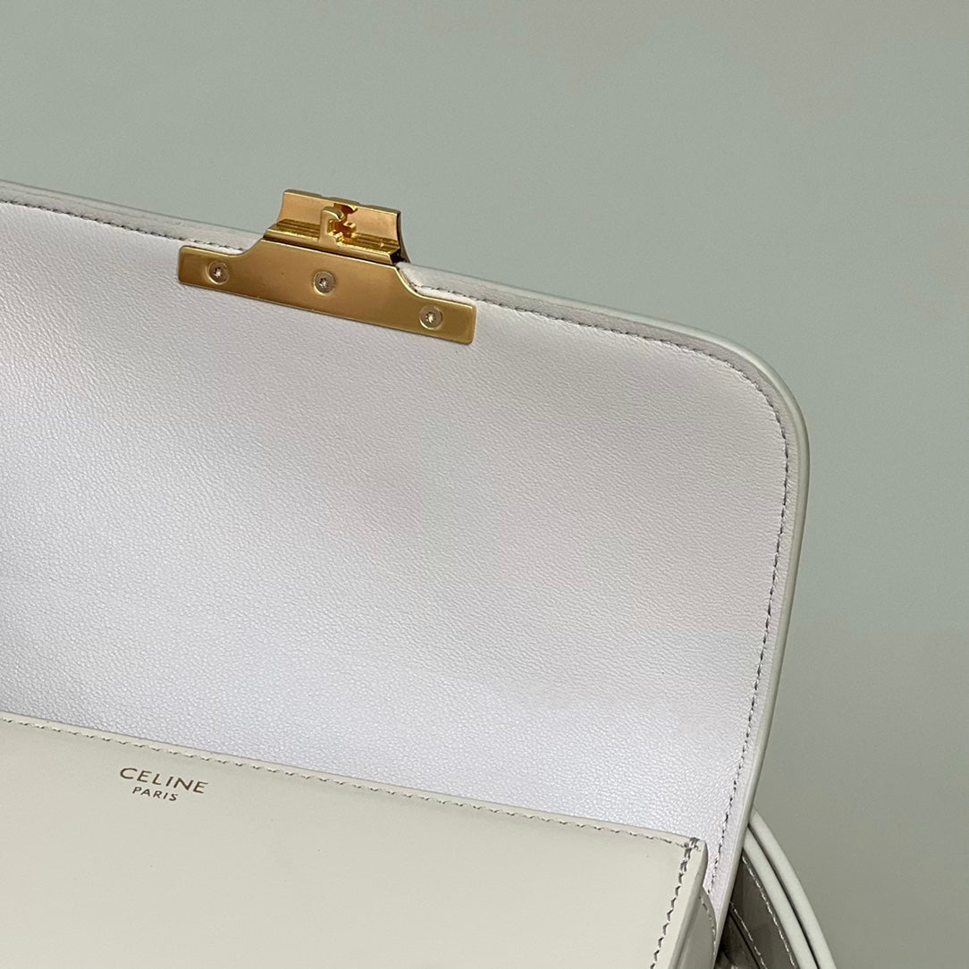 CELINE MINI CLAUDE 22 SHINY CALFSKIN WHITE
