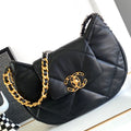CHANEL LARGE 30 HOBO BAG IN BLACK CALFSKIN MIX METAL HARDWARE