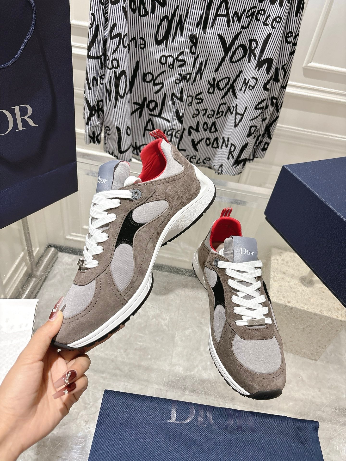 DIOR 25S MILE SERIES SNEAKERS 25MM IN BROWN SUEDE