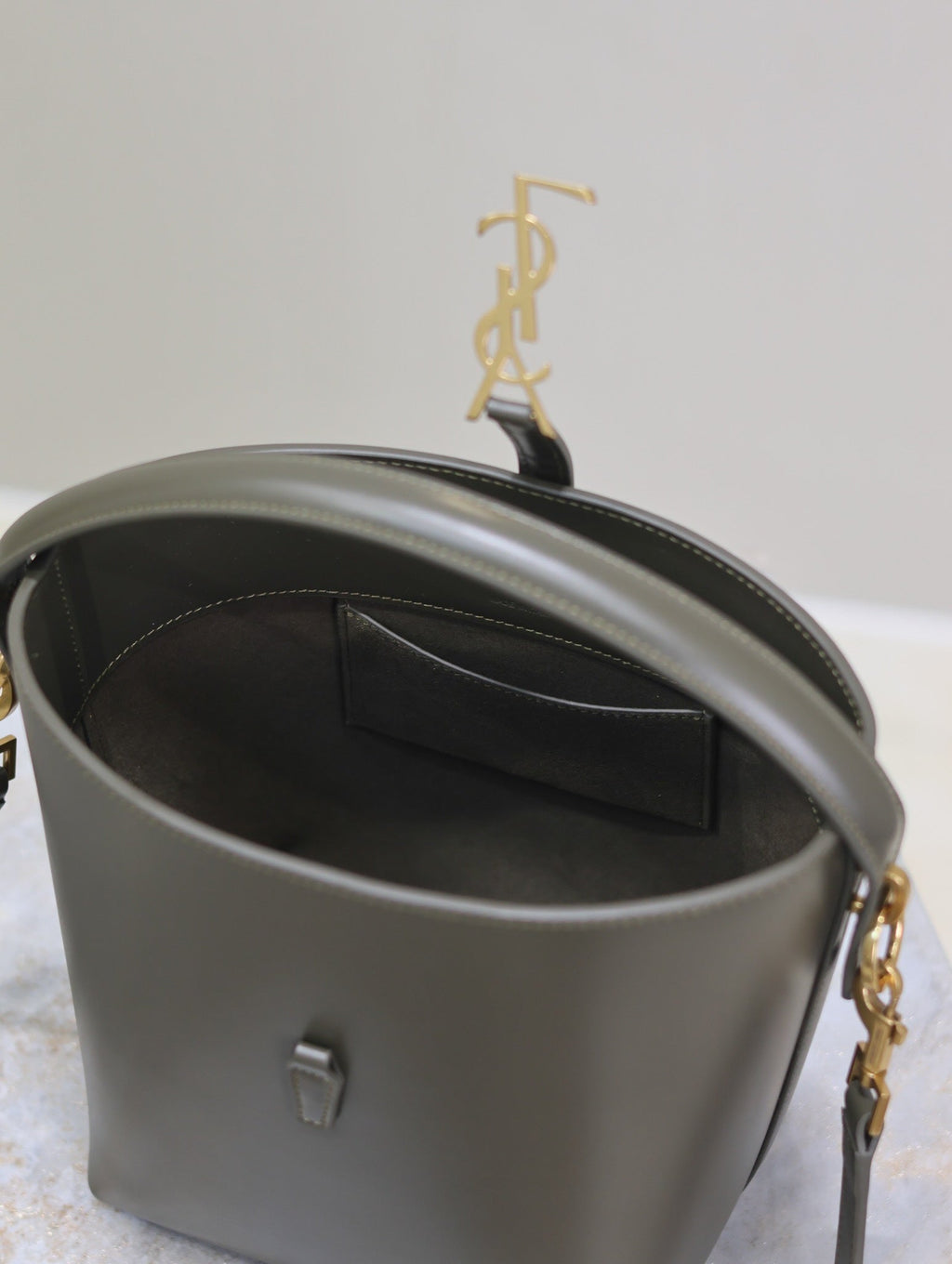 YSL 25S LE 37 MINI 20 IN DARK OLIVE CALFSKIN GOLD HARDWARE