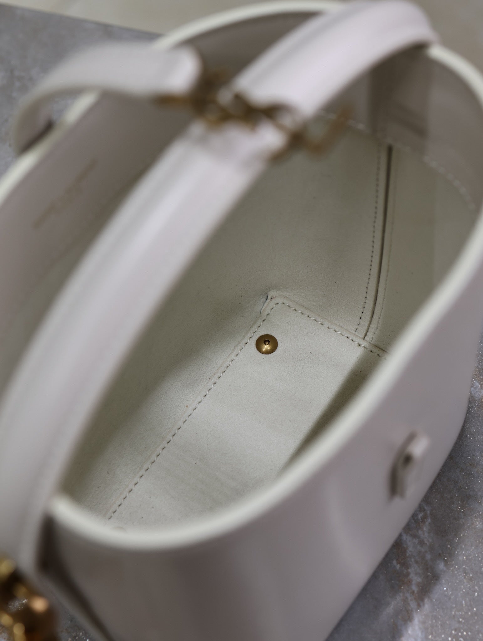 YSL 25S LE 37 MINI 15 IN DUSTY GRAY CALFSKIN GOLD HARDWRE